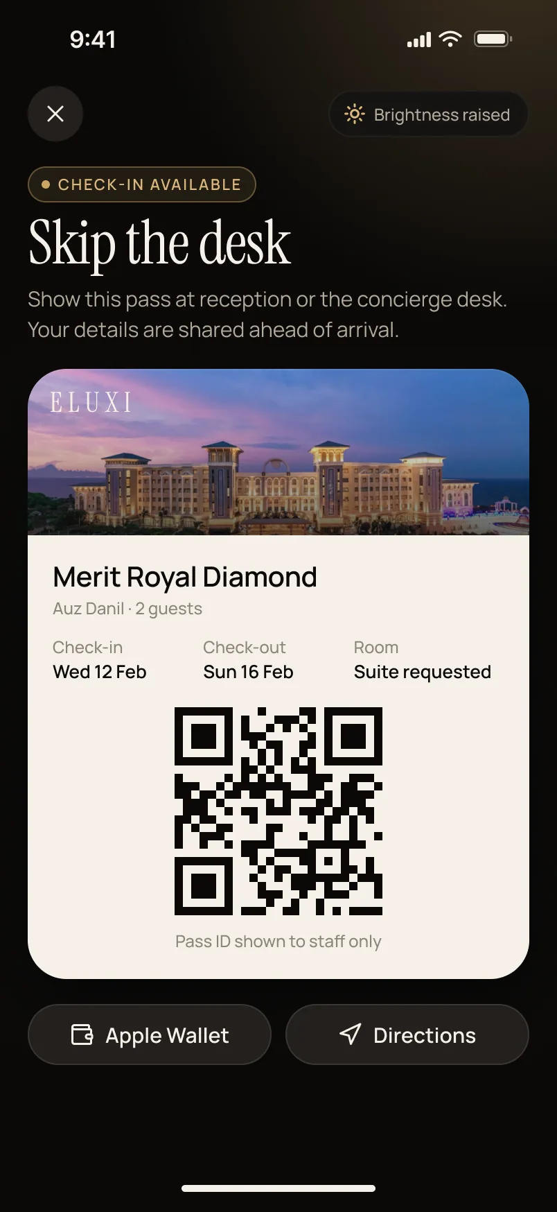 Arrival-day pass that opens offline