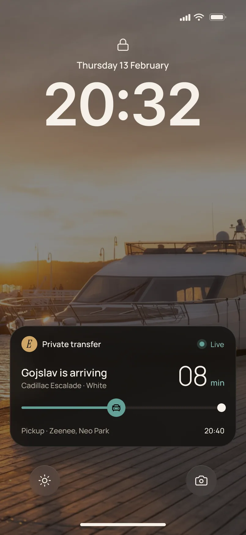 Lock Screen Live Activity for the private transfer