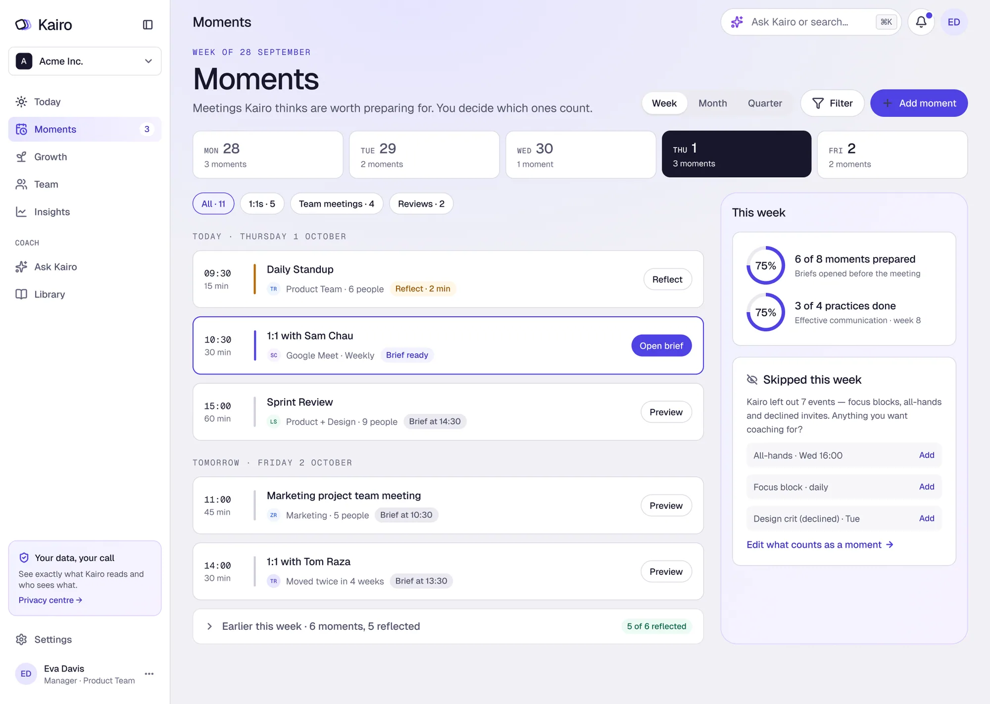 Moments: the week as meetings worth preparing for