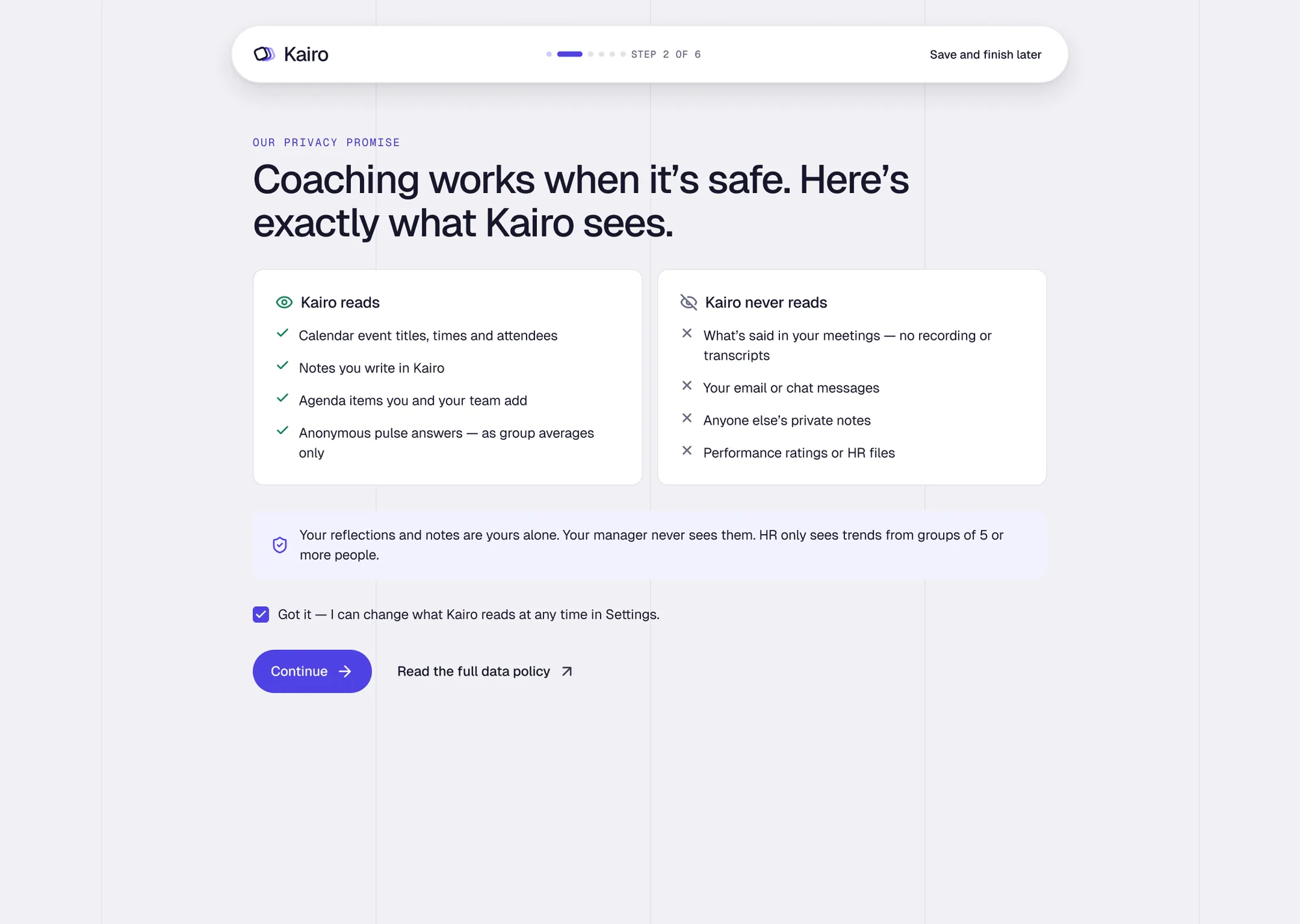 Onboarding: the privacy promise
