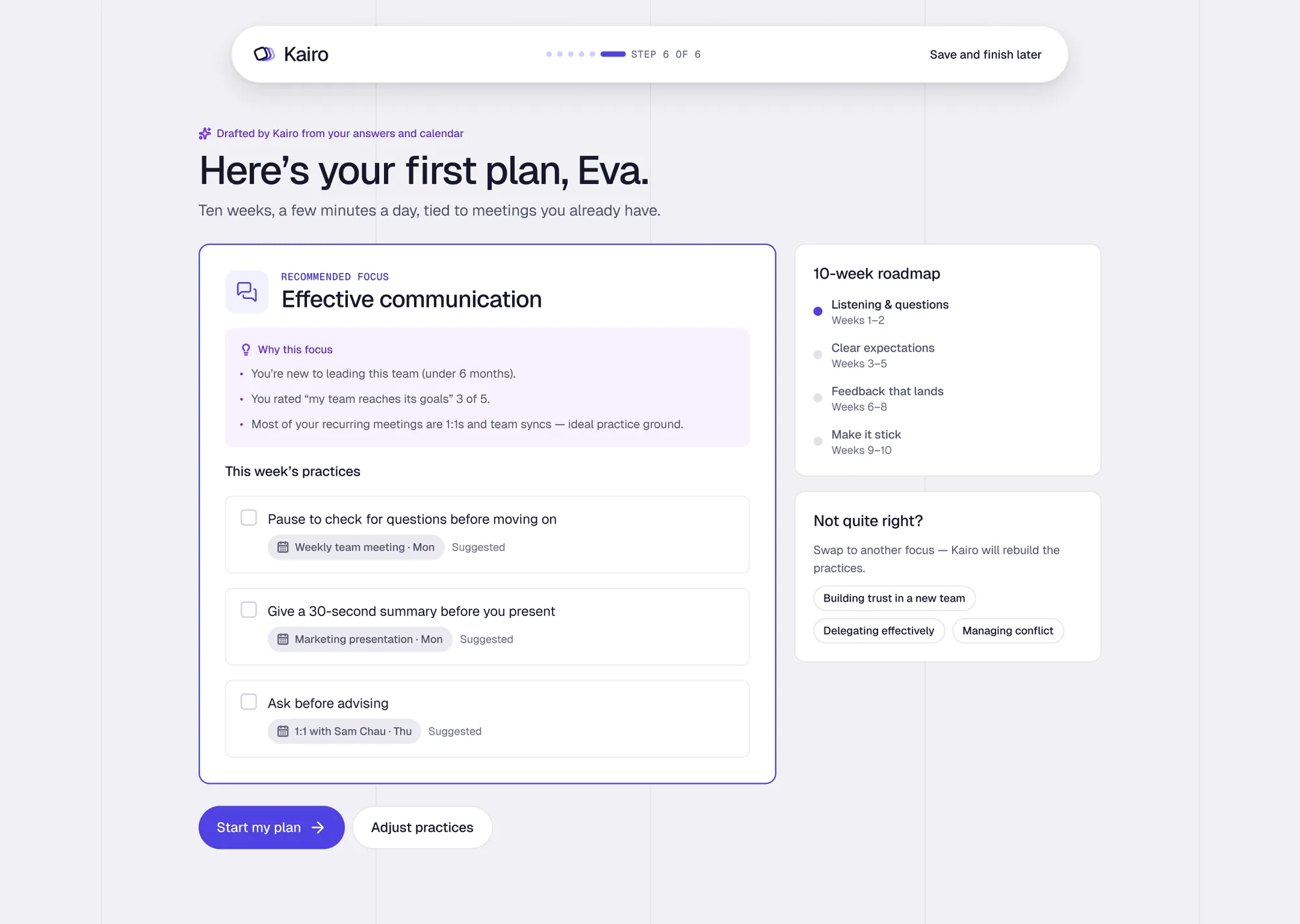 Onboarding: your first plan