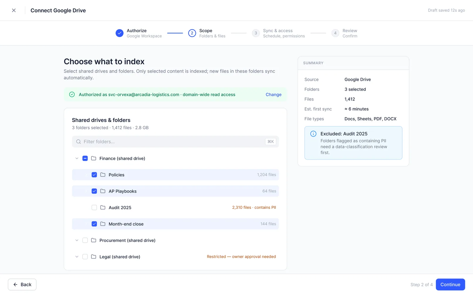 Connect source: configure scope