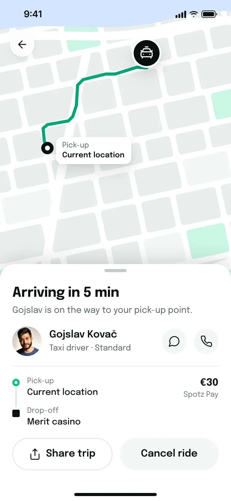 Driver on the way: ETA, driver and the trip in one sheet