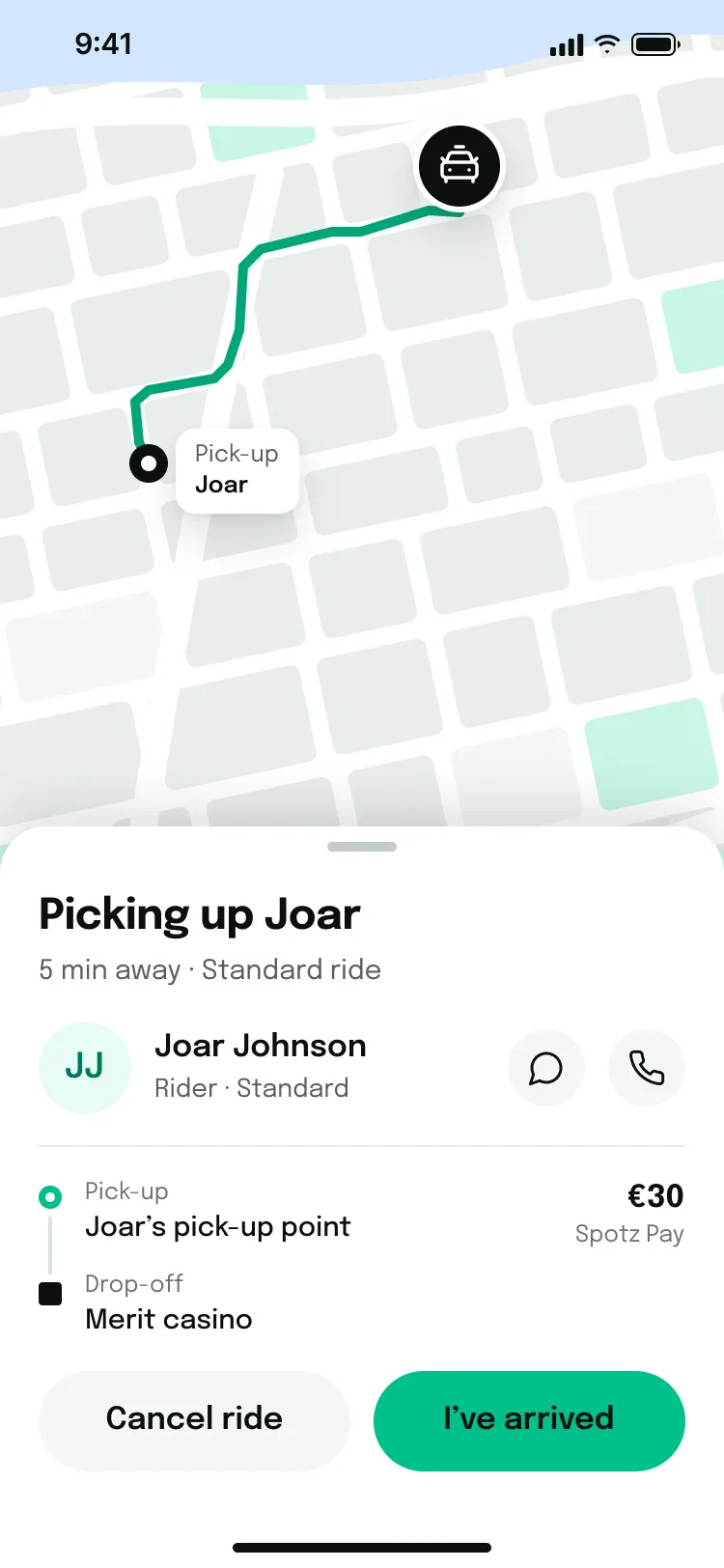 Driver app: map-first, heading to pick-up