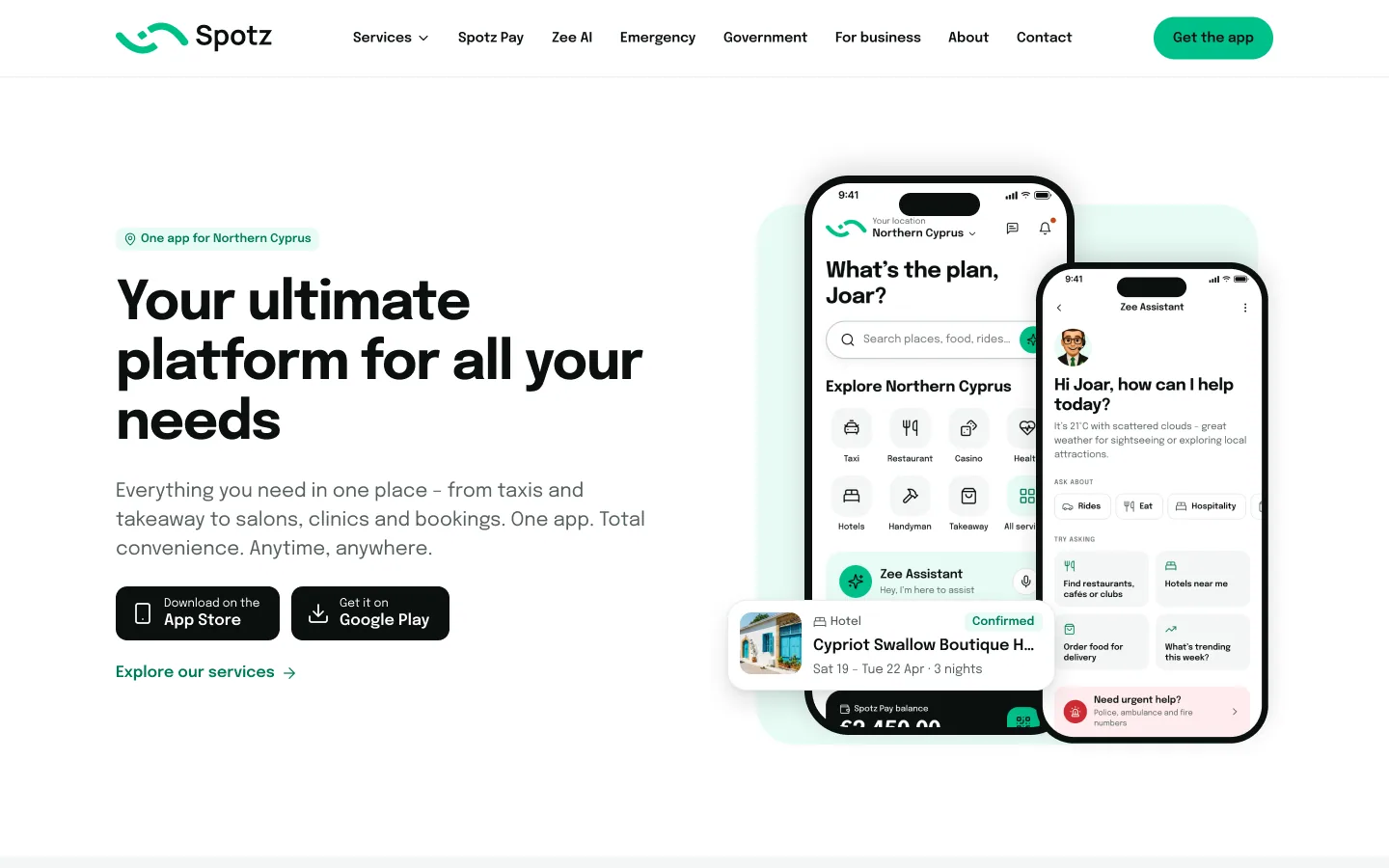 Spotz website home page, desktop