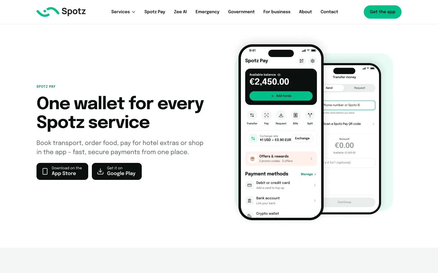 Spotz Pay feature page on the website